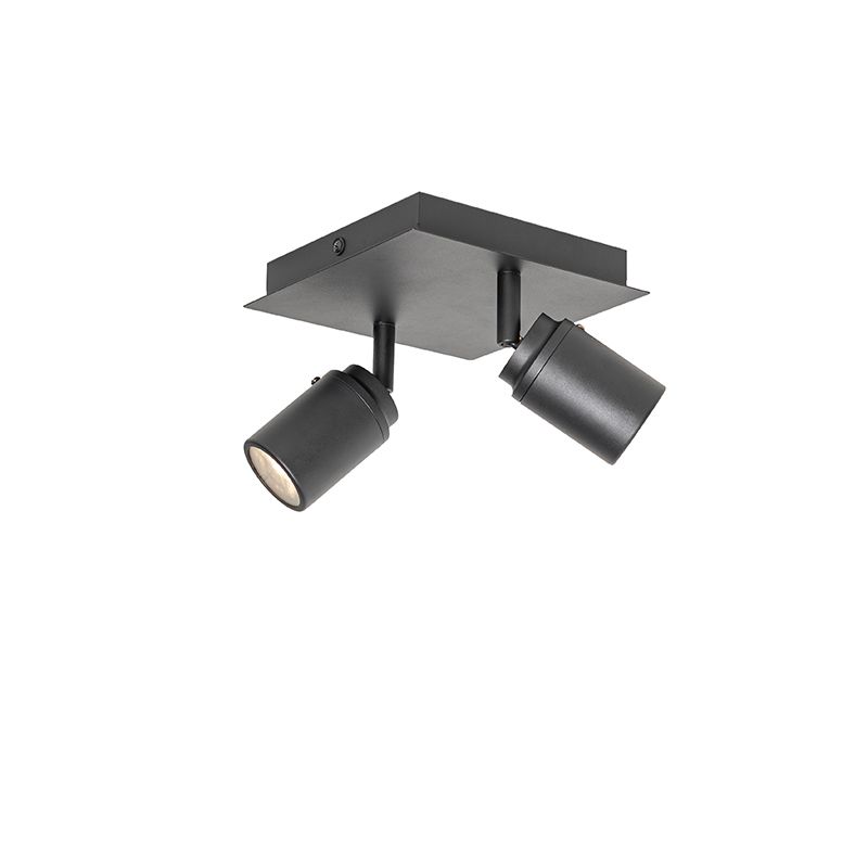 Moderne badkamer spot zwart vierkant 2-lichts IP44 - Ducha