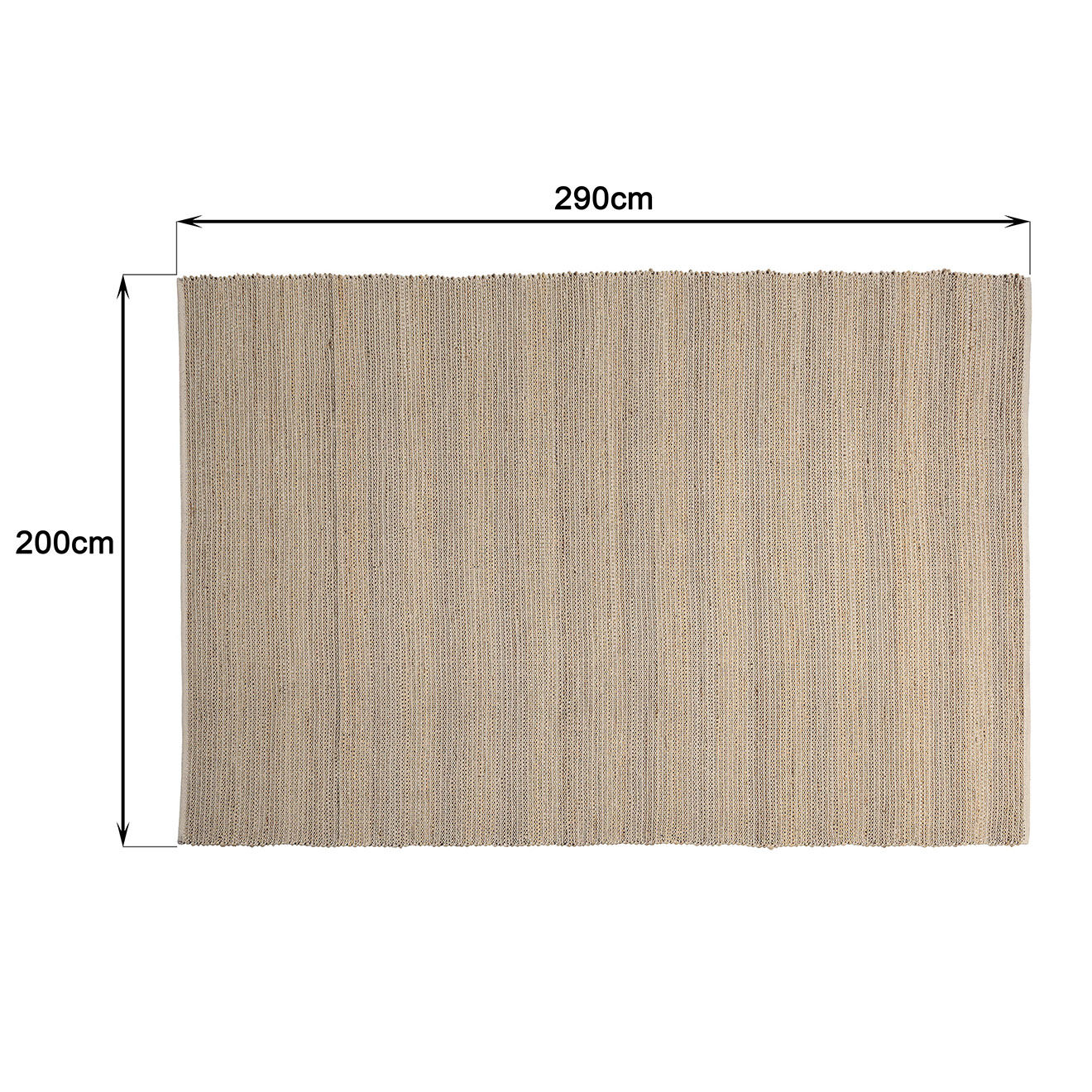 Macabane Tapis en Jute & Coton Quentin sable/ivoire/noir - 290x200 cm