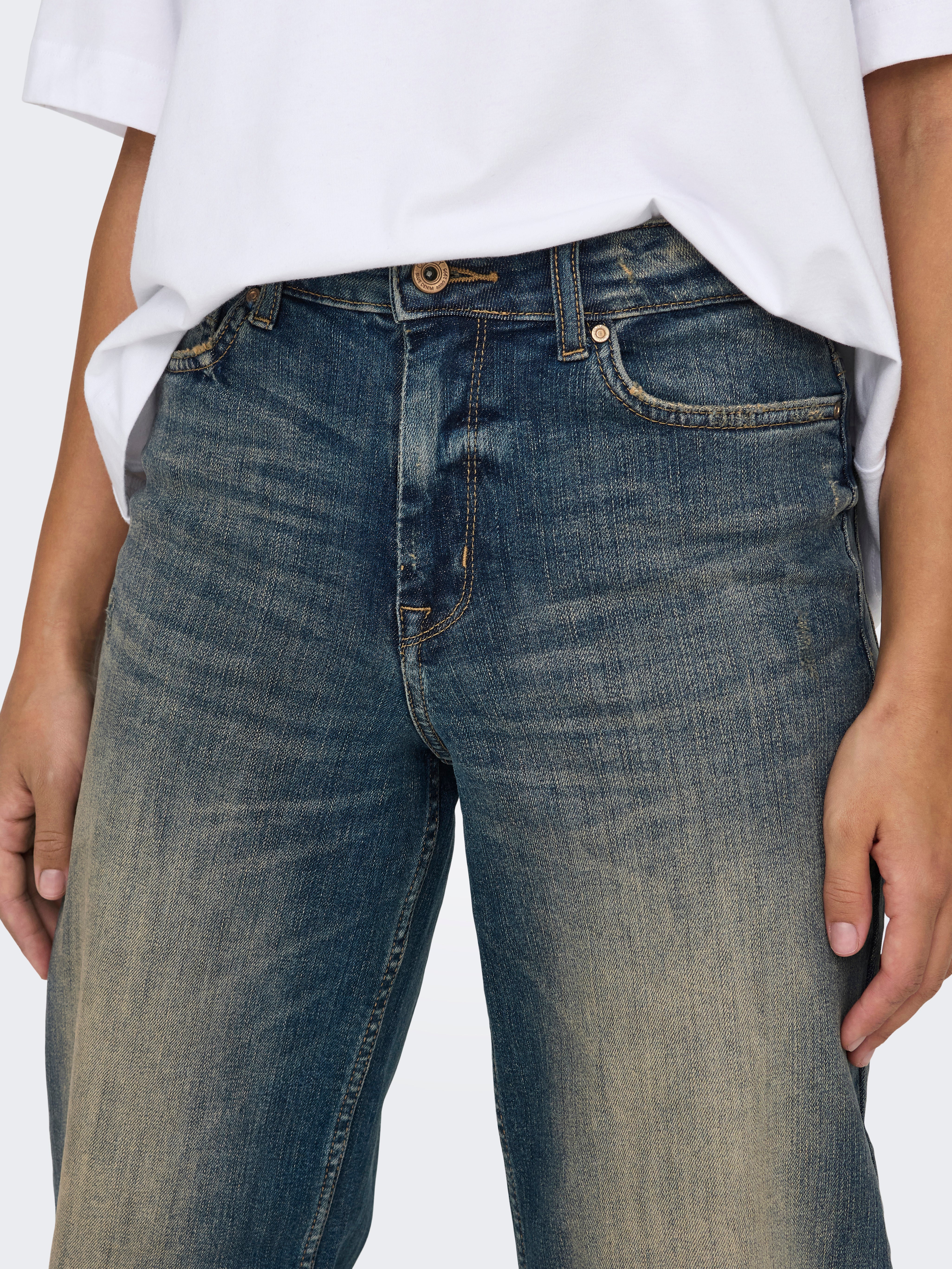 ONLMADISON Hohe Taille Weiter Beinschnitt Jeans Medium Blue Denim