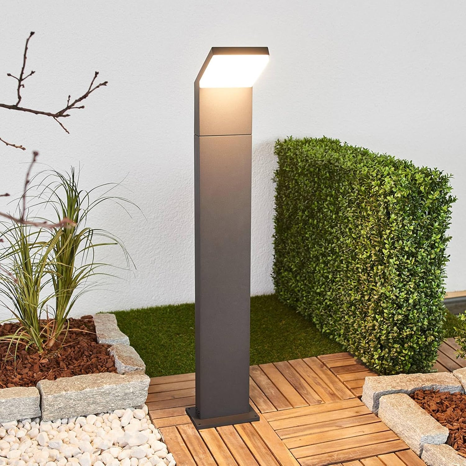 Arcchio LED Außenleuchte Yolena (Modern) in Schwarz aus Aluminium (1 flammig,) - Wegeleuchte Pollerleuchte Wegelampe Sockelleuchte