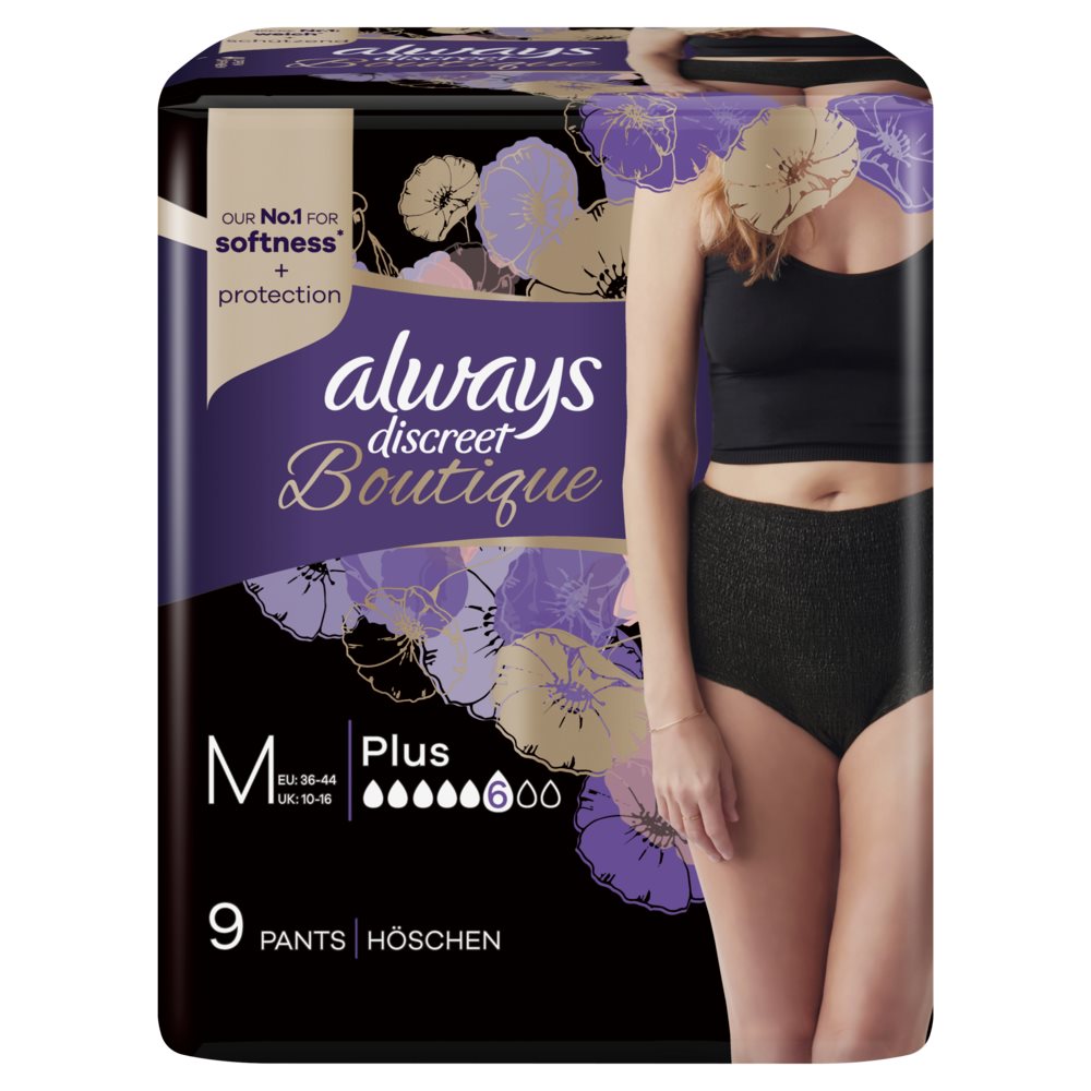 Always Discreet Boutique Inkontinenz Pants M schwarz 9 Stk