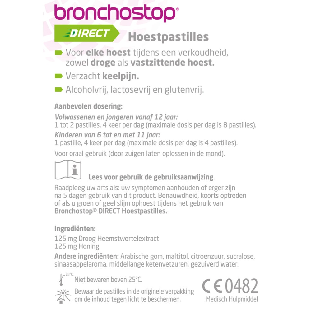 Bronchostop Hoestpastilles Direct Met Honing20 stuks