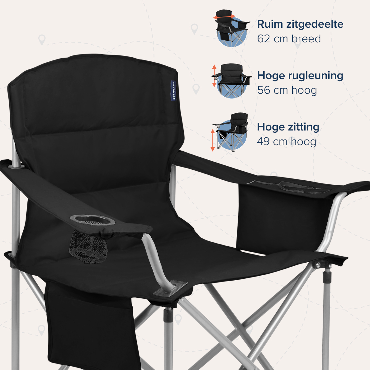 TRVLMORE XL vouwstoel met koelvak - Black