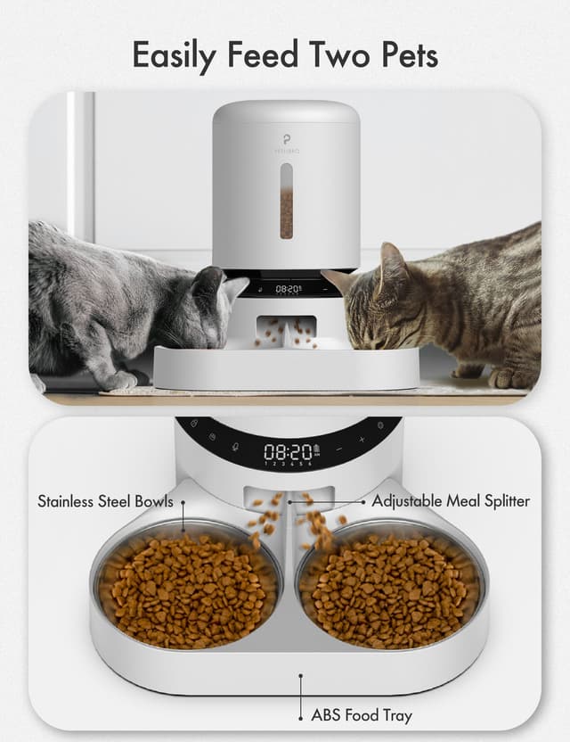 Petlibro Granary Wifi Dual foderbakke og foderautomat til kat (hvid)