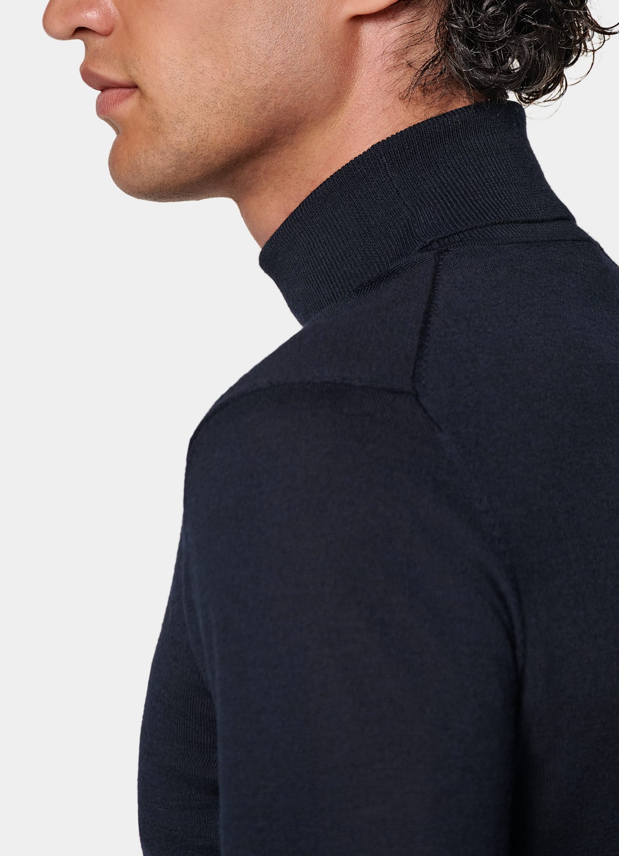 Col roulé Merino bleu marine