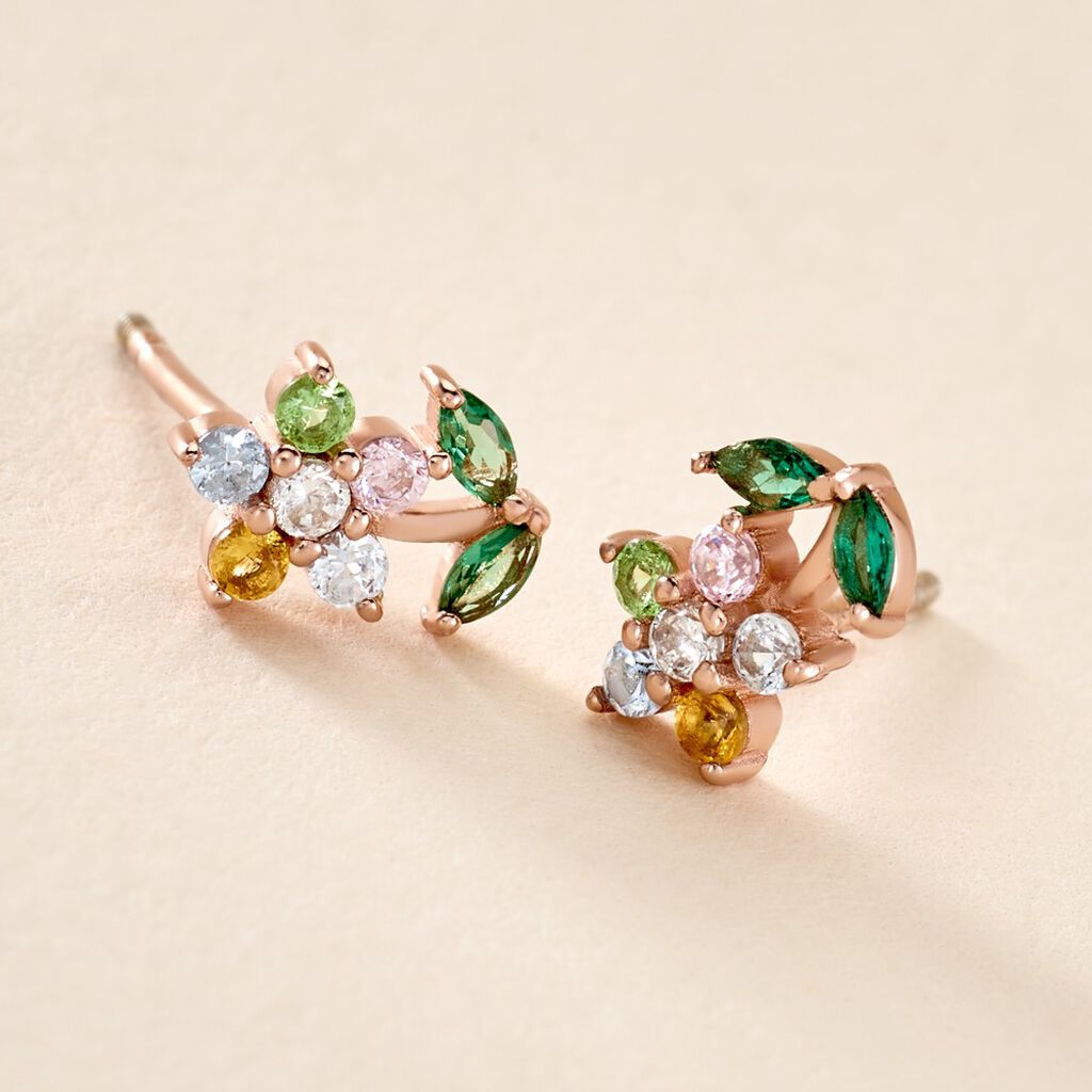 Boucles D'oreilles Puces Moana Argent Rose Oxyde De Zirconium