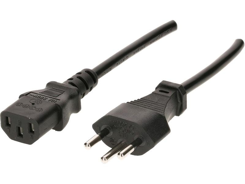 Max Hauri Netzkabel 2 m C13 - T12 Apparatekabel mit Stecker T13 und Kupplung C13, schwarz