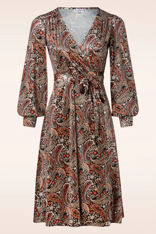 Very Cherry Dalida fluwelen paisley wikkeljurk in multi