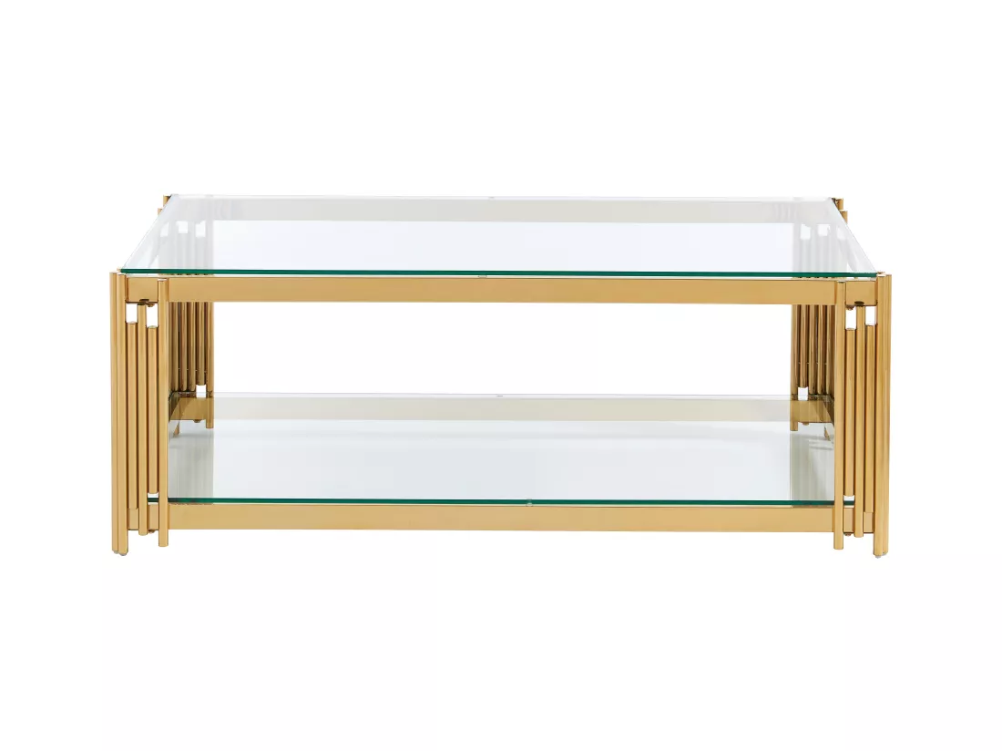 Table basse en verre trempé et acier inoxydable - Doré - NOMELANO de Pascal MORABITO