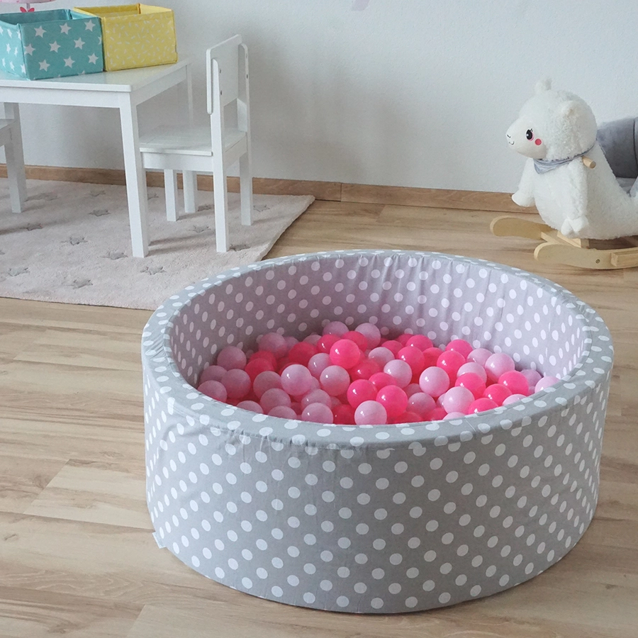 knorr toys® Bällebad soft - Grey white dots - 300 balls soft pink grau