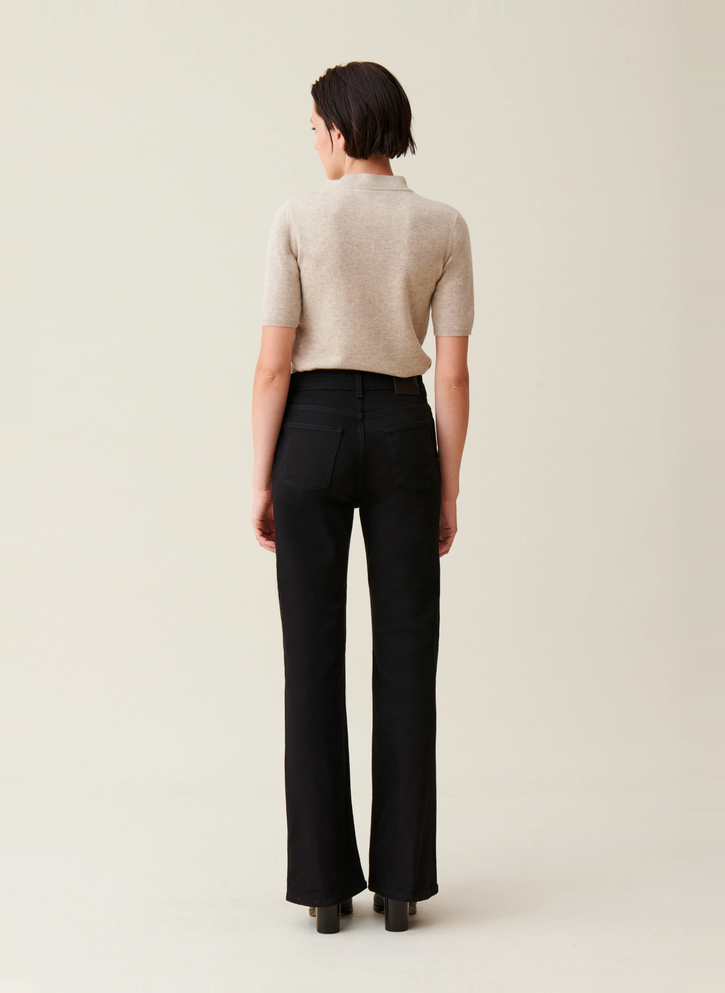 Jean flare en coton mélangé | Noir