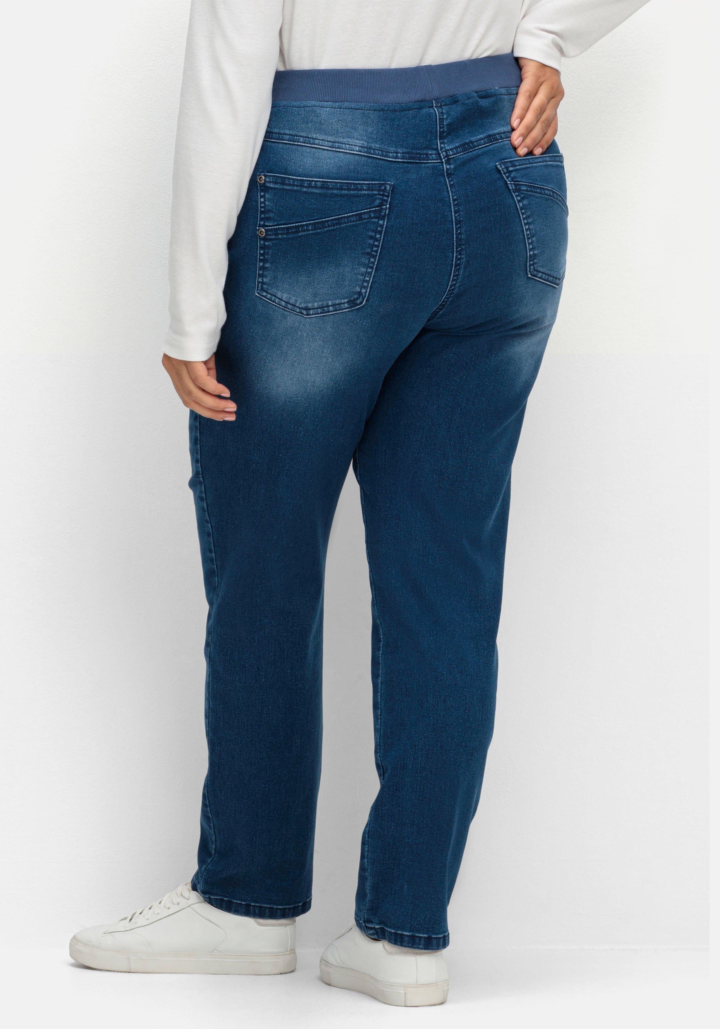 Schmale Jeans mit Rippstrick-Dehnbund