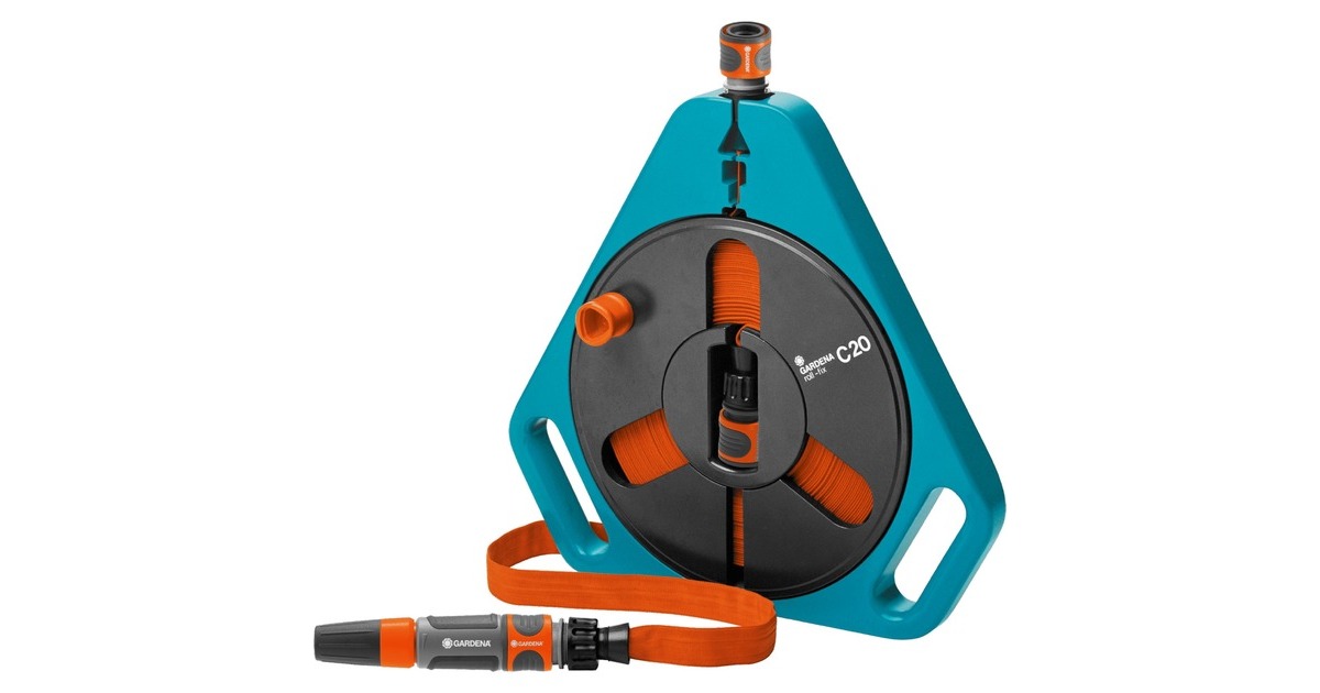 GARDENAClassic roll-fix, platte slang in cassette slanghaspel  (Turquoise/oranje, 756-20, 15 m)