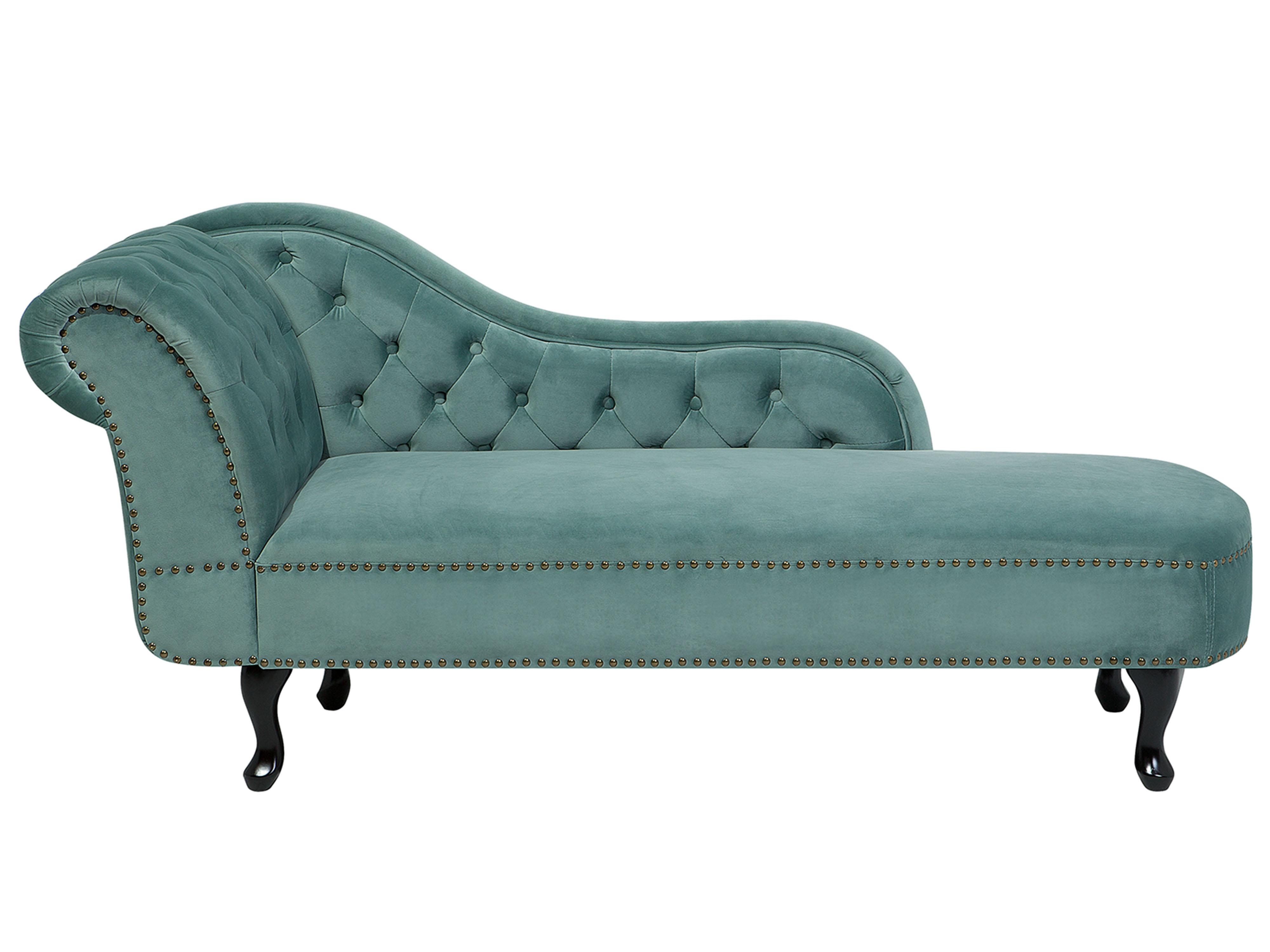 Linkszijdige chaise longue NIMES Fluweel Mintgroen