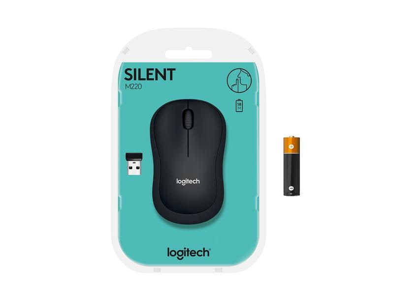 Logitech Maus M220 Silent , kabellos Geräuscharme USB-Funkmaus für Links- & Rechtshänder