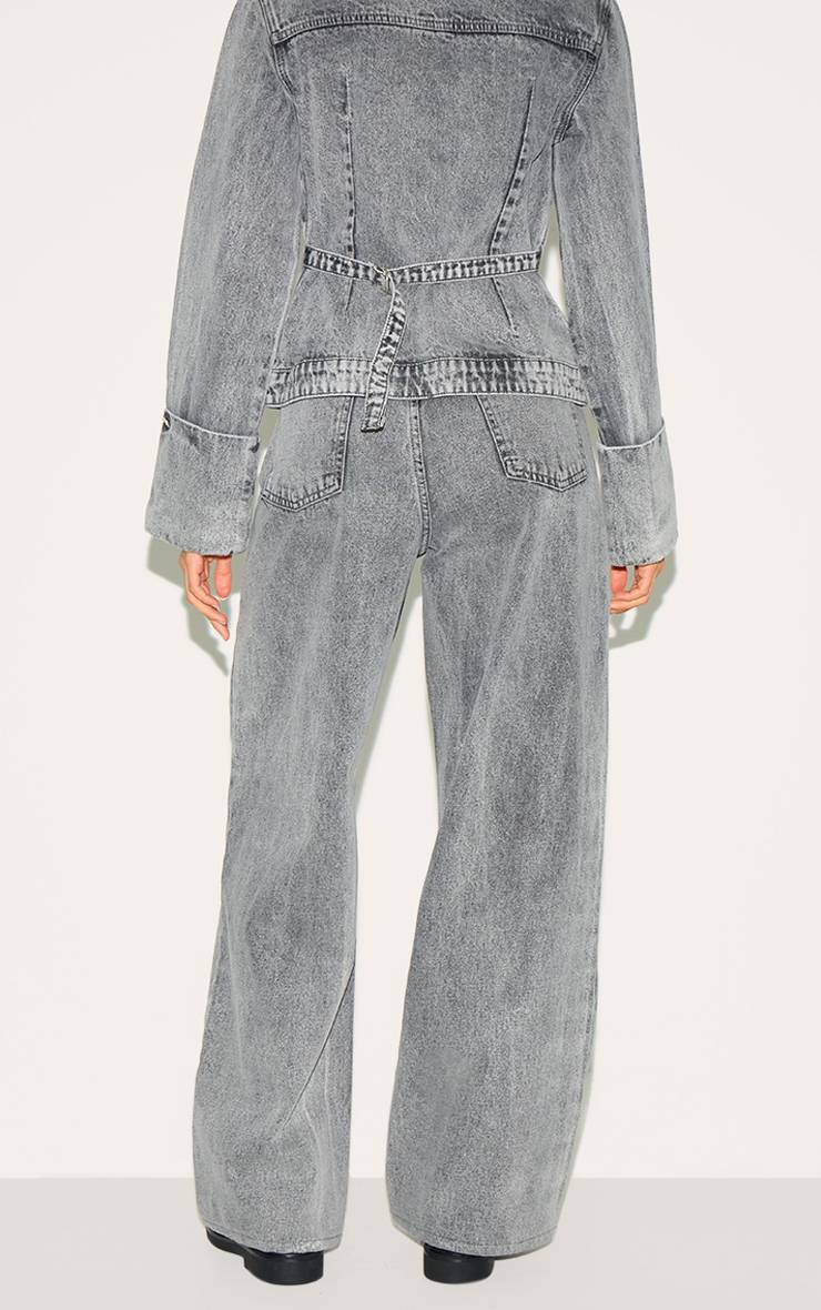 Gris Glace Jean Large Taille Mi-haute