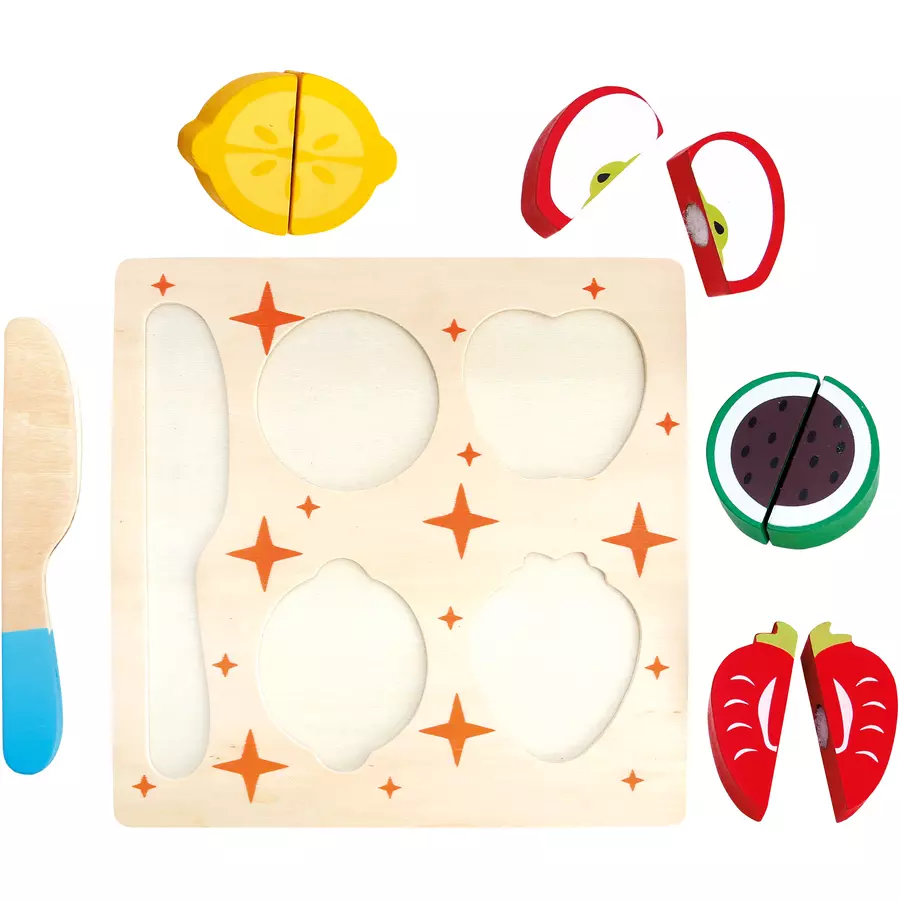 Bino 3D Puzzle Holz, Obst mit Schneidebrett