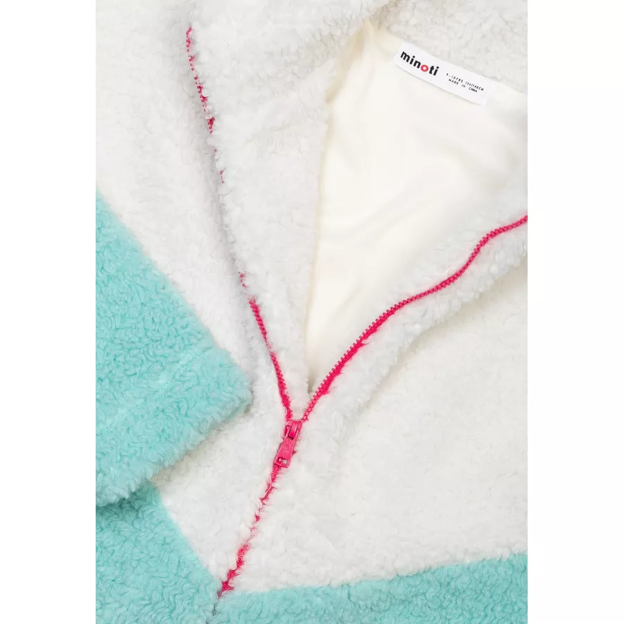 MINOTI Sweatjacke im Teddylook WeißGrün