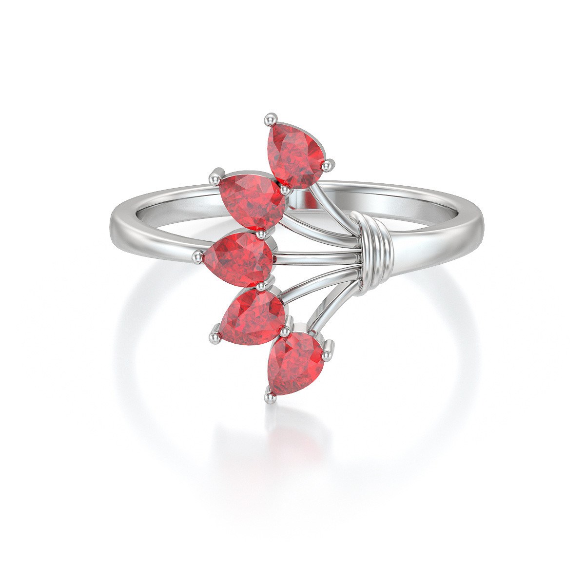 Bague ADEN Or 585 Blanc Rubis 2.65grs