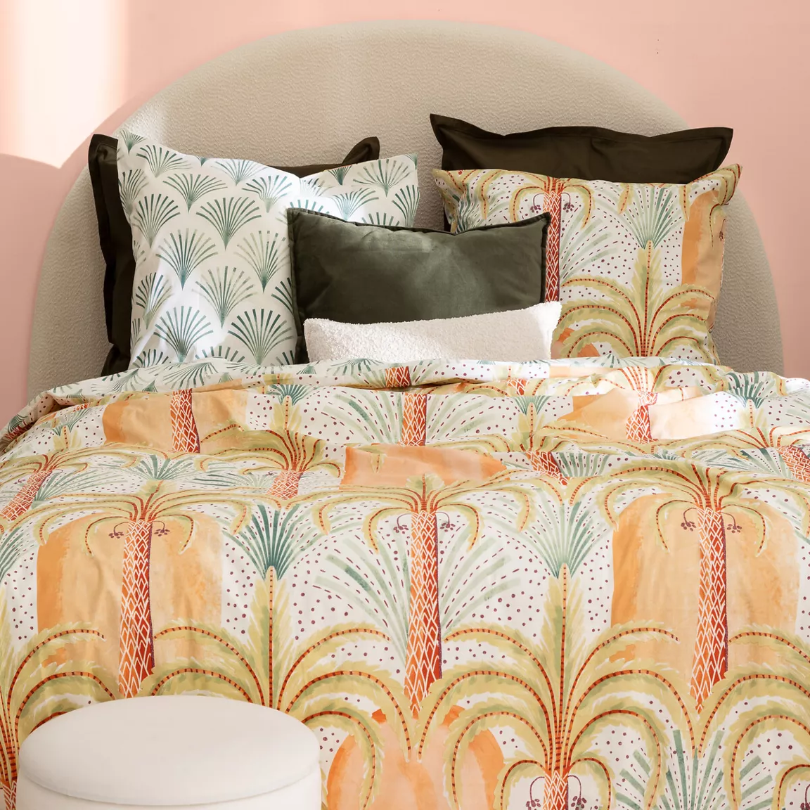 Housse de couette et deux taies percale de coton (240 x 220 cm) Janice Multicolore