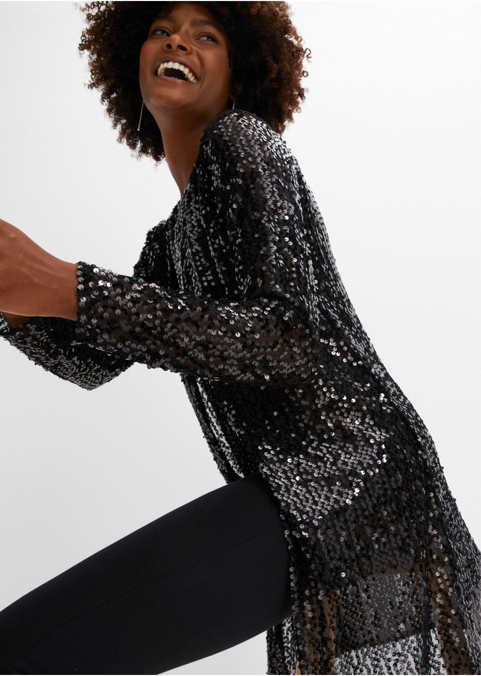 Long gilet à sequins