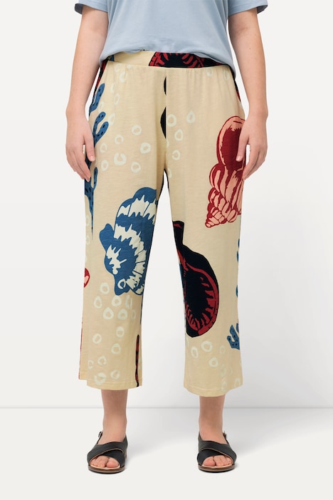 Jersey-Culotte, Ozeanmotive, weites Bein, Biobaumwolle