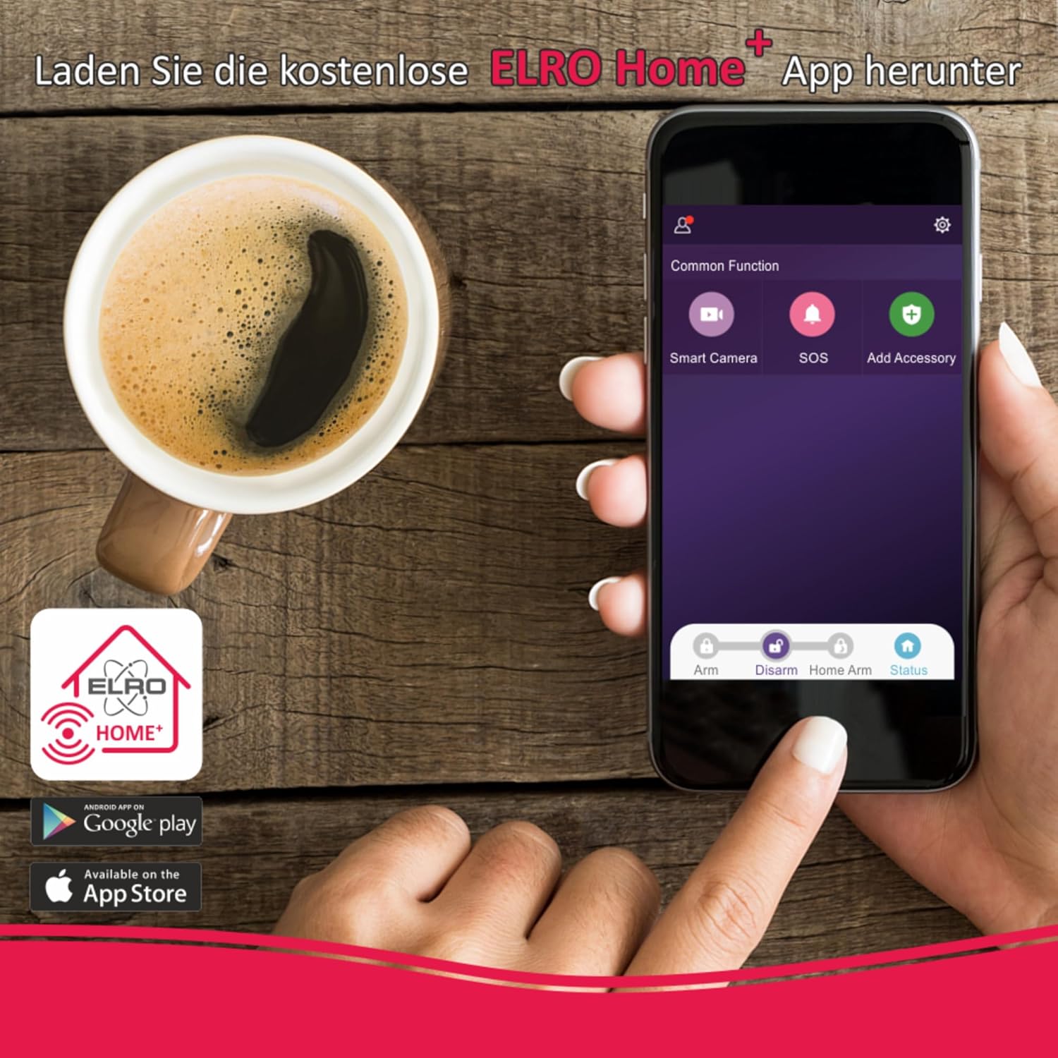 ELRO AS90S Home+ Smart Alarmanlage-WiFi-GSM Funktion-Bestens getestet-Mit Basisstation, Bedieneinheit, Bewegungsmelder, 3X Tür-/Fensterkontakt und Funk Key Ring, Komplettes Set