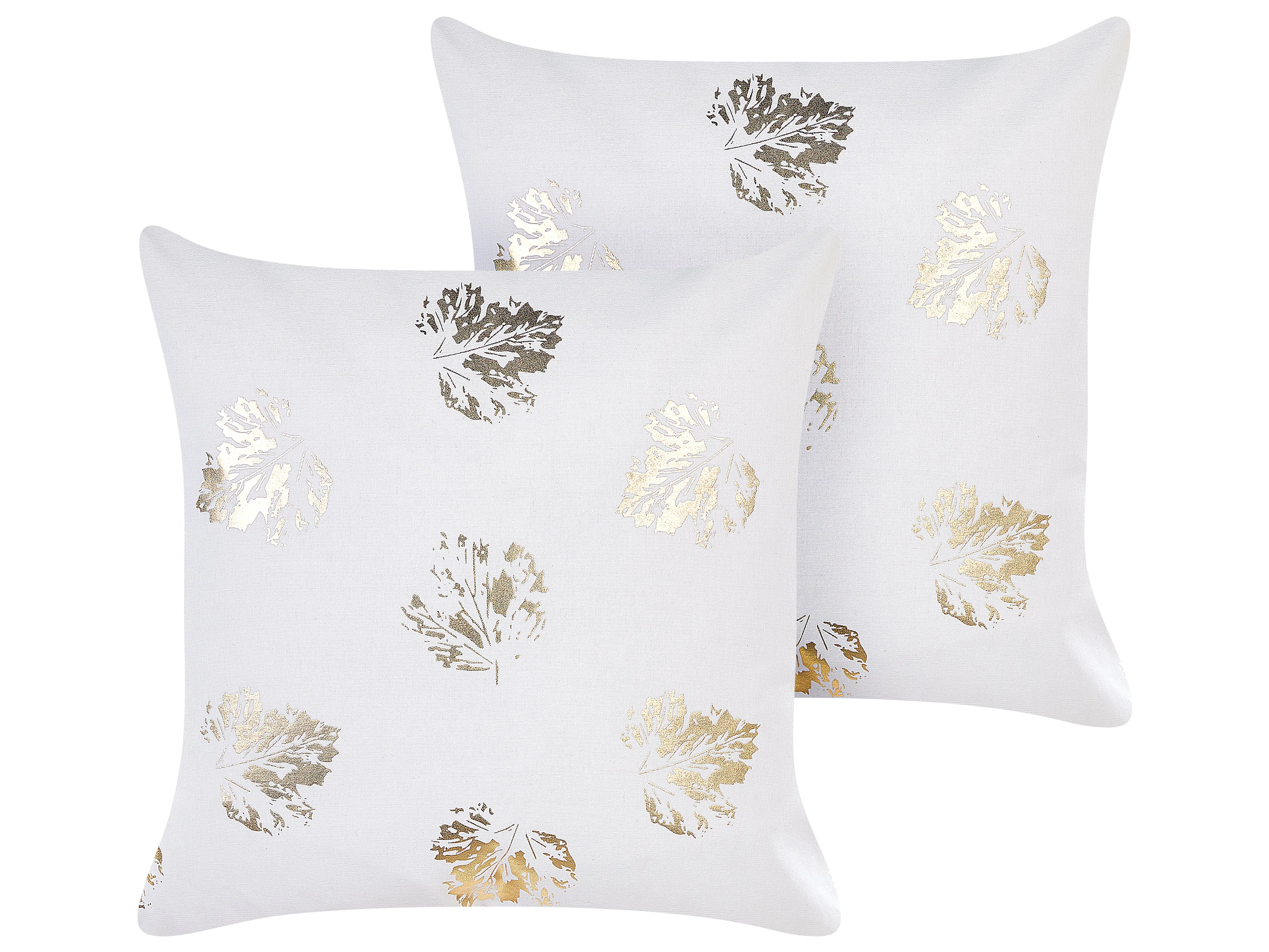 Set van 2 sierkussens GOLDENROD Fluweel 45 x 45 cm Wit bladpatroon