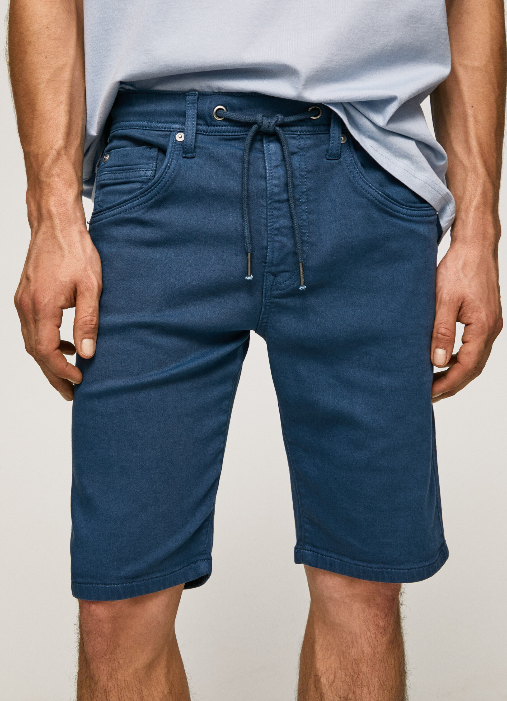 Bermuda de algodão com 5 bolsos - Azul Jarman