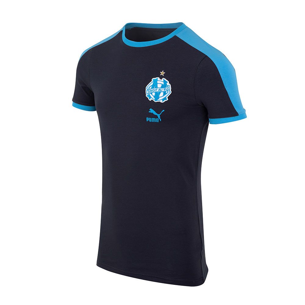 Puma OM HERITAGE T7 - Tee-shirt Homme parisian night/bleu azur/french night/bleu azur