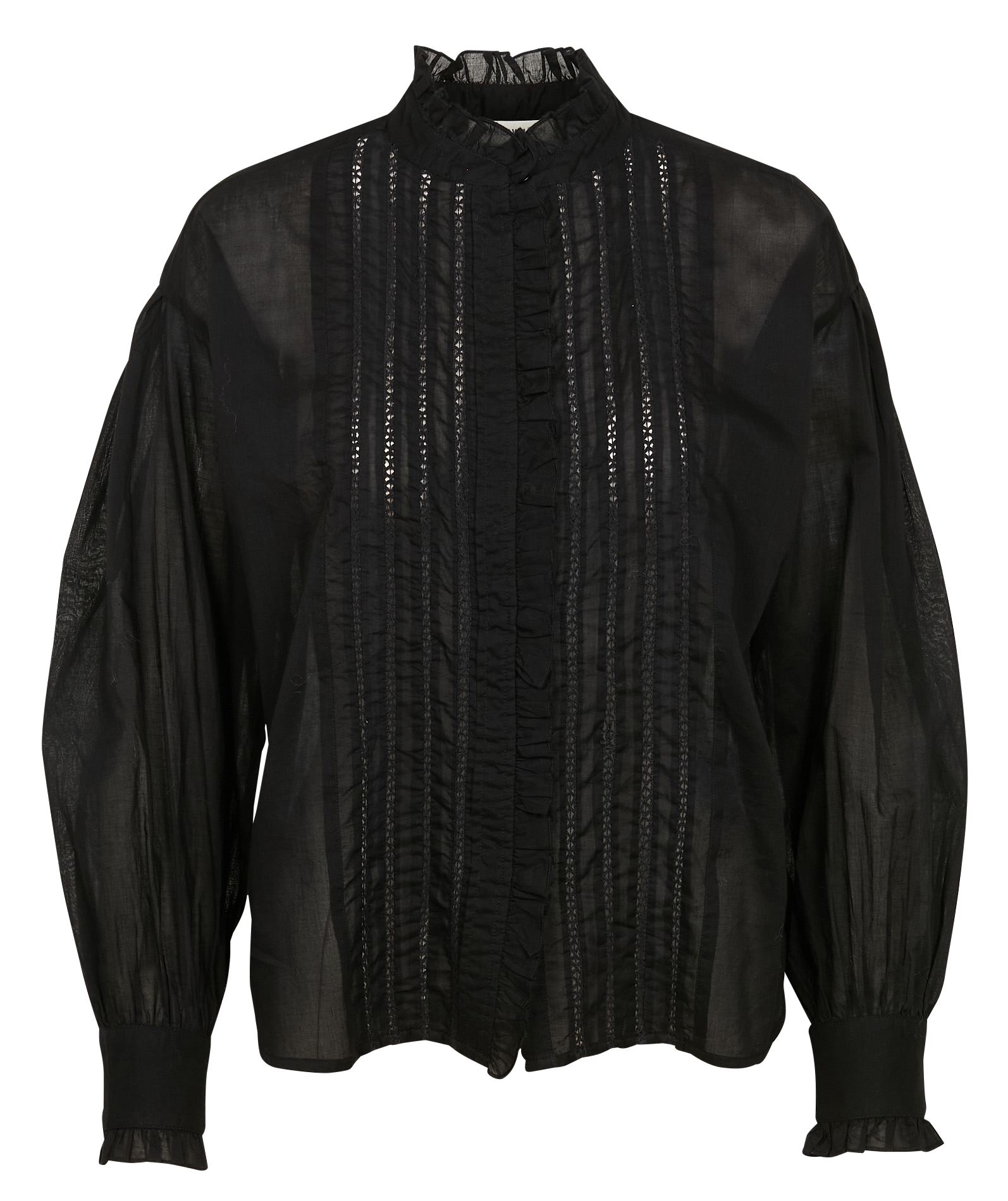 FAY - Chemise oversize col victorien en coton | Noir