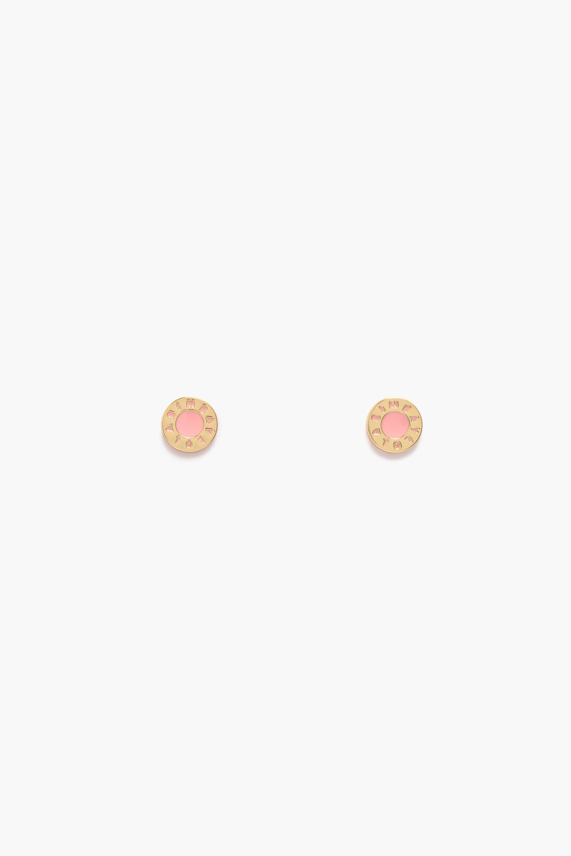 Brincos de pino com logo rosa pêssego