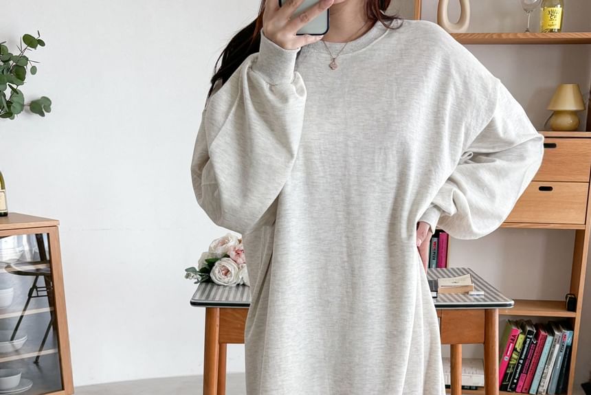 Chubby Girl - Lange mouw effen losse jurk