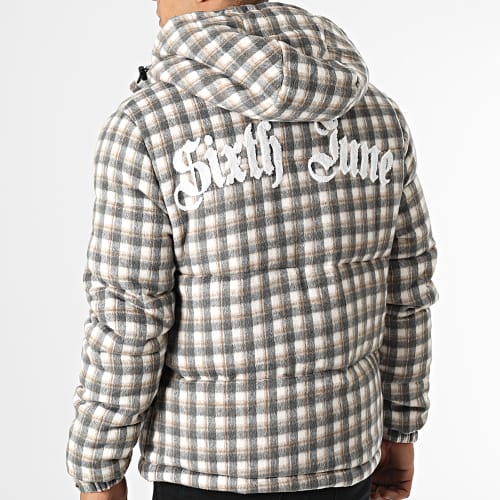 Veste Zippée Capuche A Carreaux M22785MOW Blanc Gris