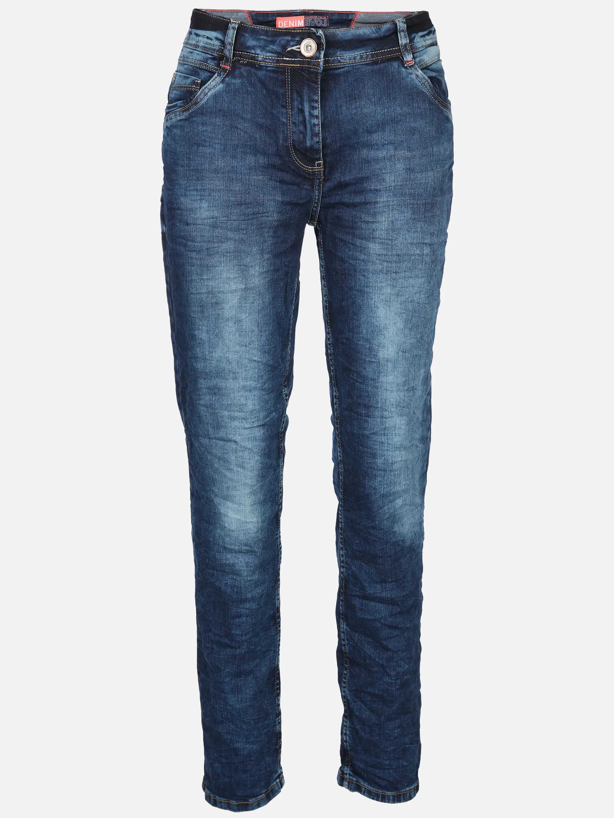 Damen Jeanshose in Crincle Optik