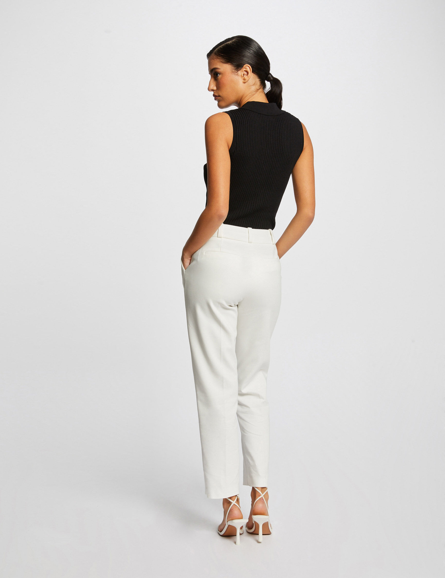 Pull débardeur sans manches col polo noir femme - noir