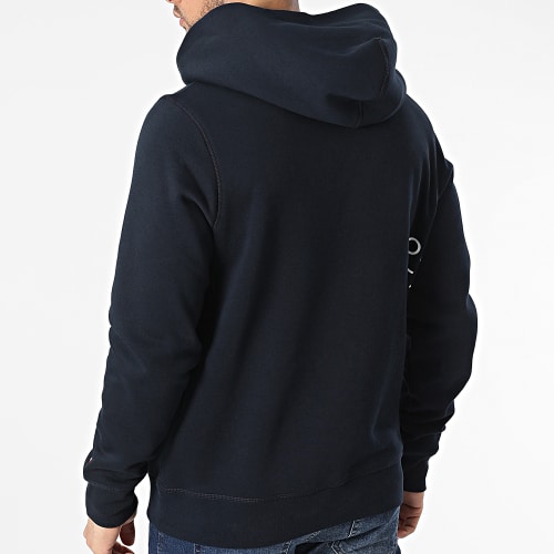 Sweat Capuche Off Placement Text 9303 Bleu Marine