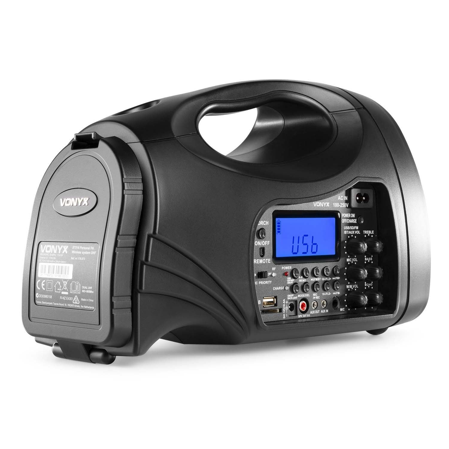 Vonyx ST016 draagbaar PA-systeem met draadloze microfoon