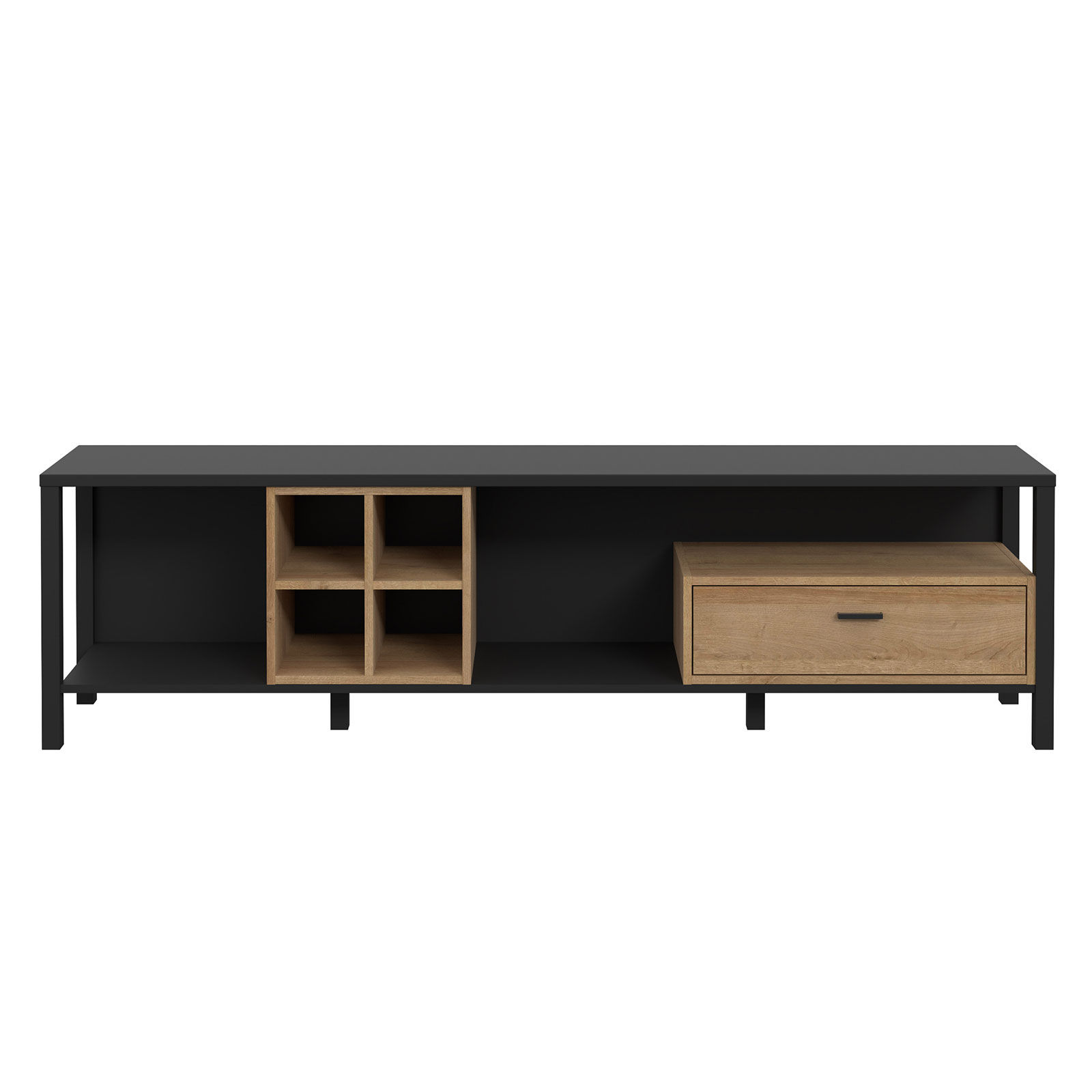 TV-Unterschrank - Riviera Eiche - schwarz - 181 cm breit
