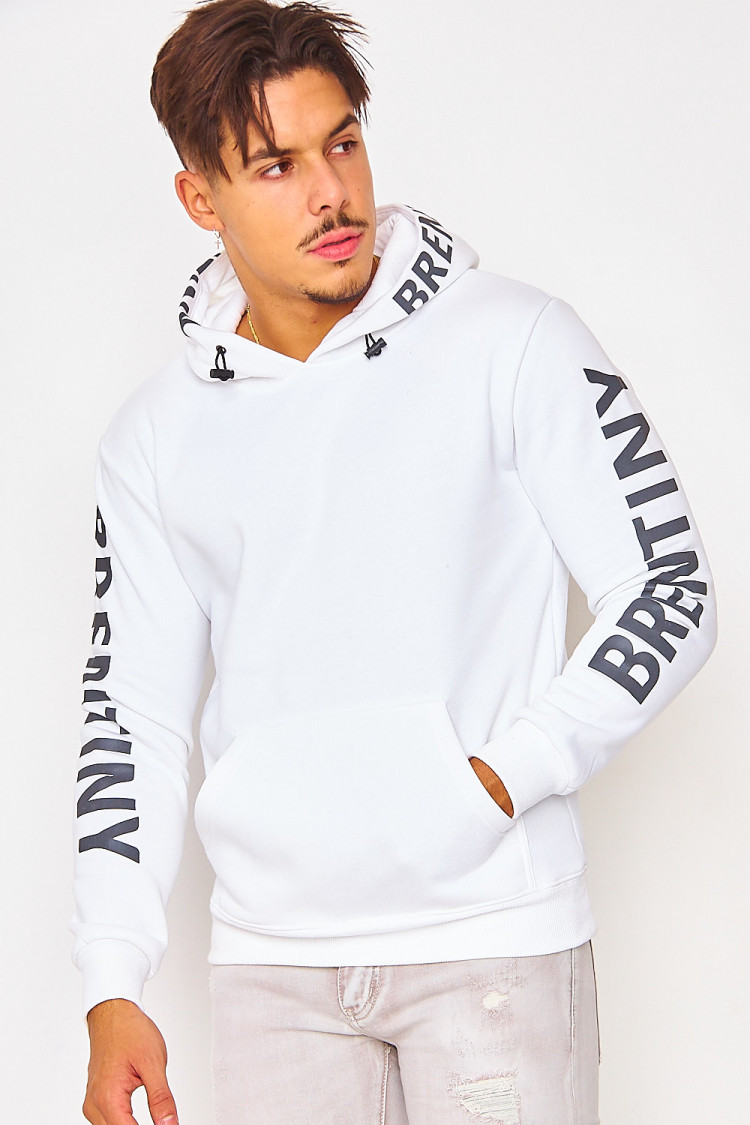 Sweat à capuche blanc Brentiny