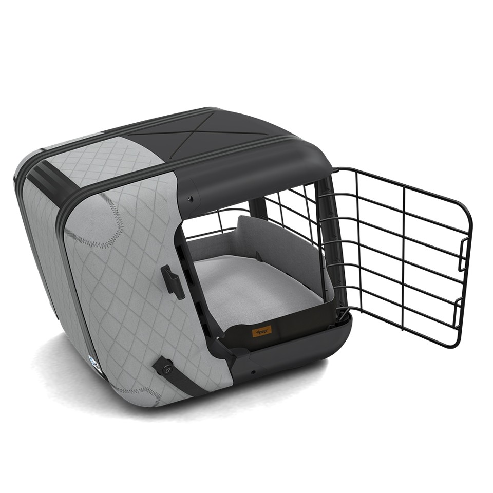 4Pets - Hunde transportbur til bilen Caree Cool Grey 46,5x47,2x57 cm