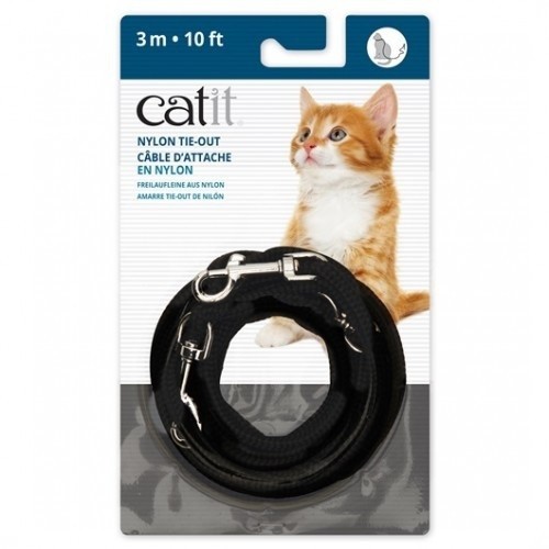 Guia de amarração em nylon preto para gatos