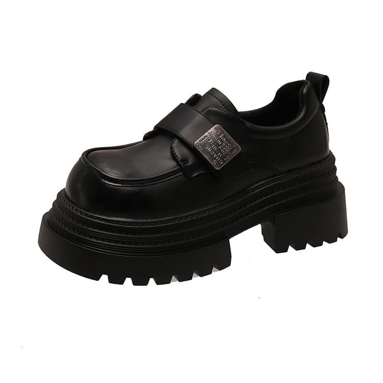 Vindler - Platform Adhesive Strap Metal Accent Faux Leather Shoes