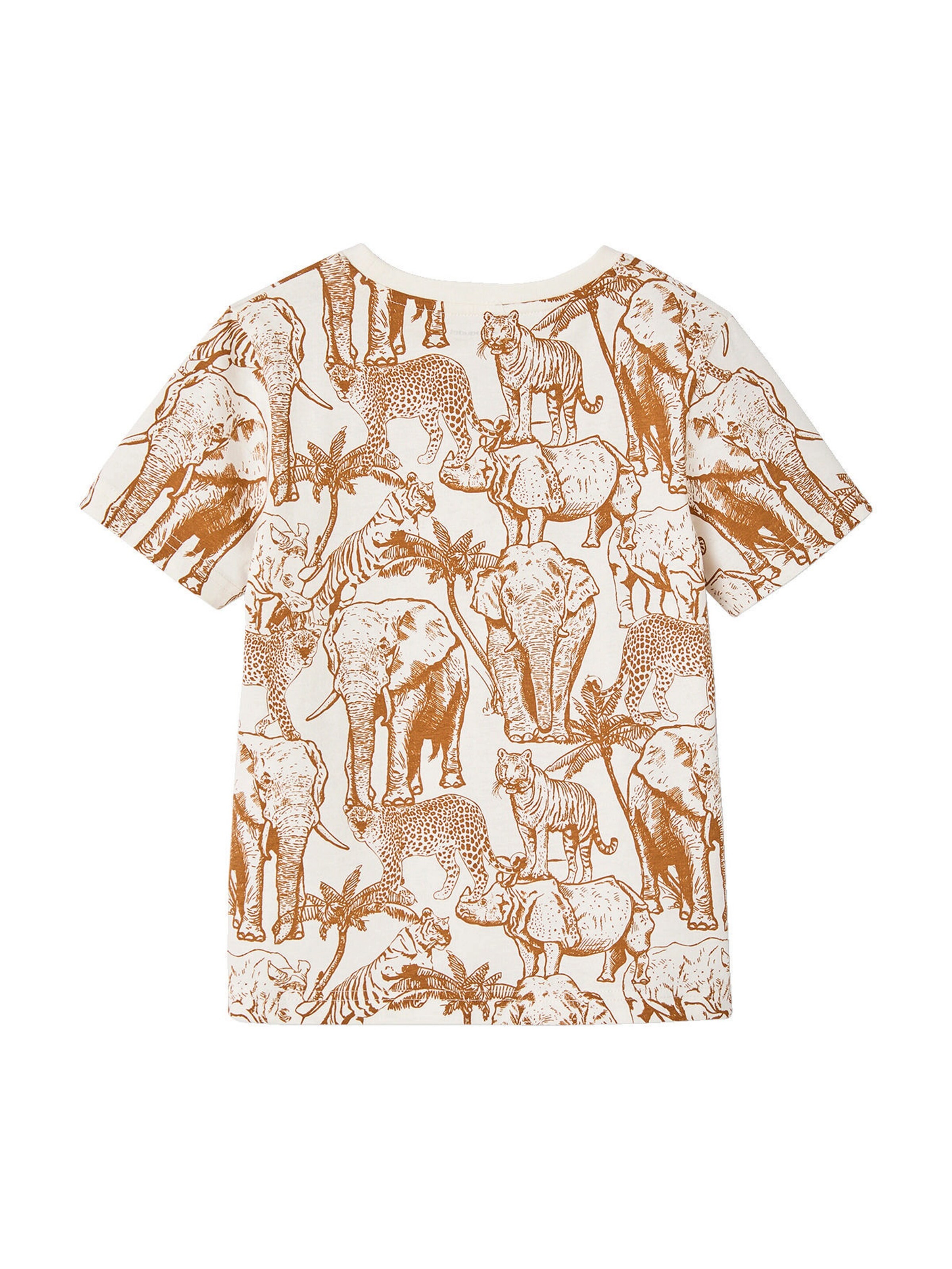 Vertbaudet Jungen T-Shirt, Print und Brusttasche wollweiß