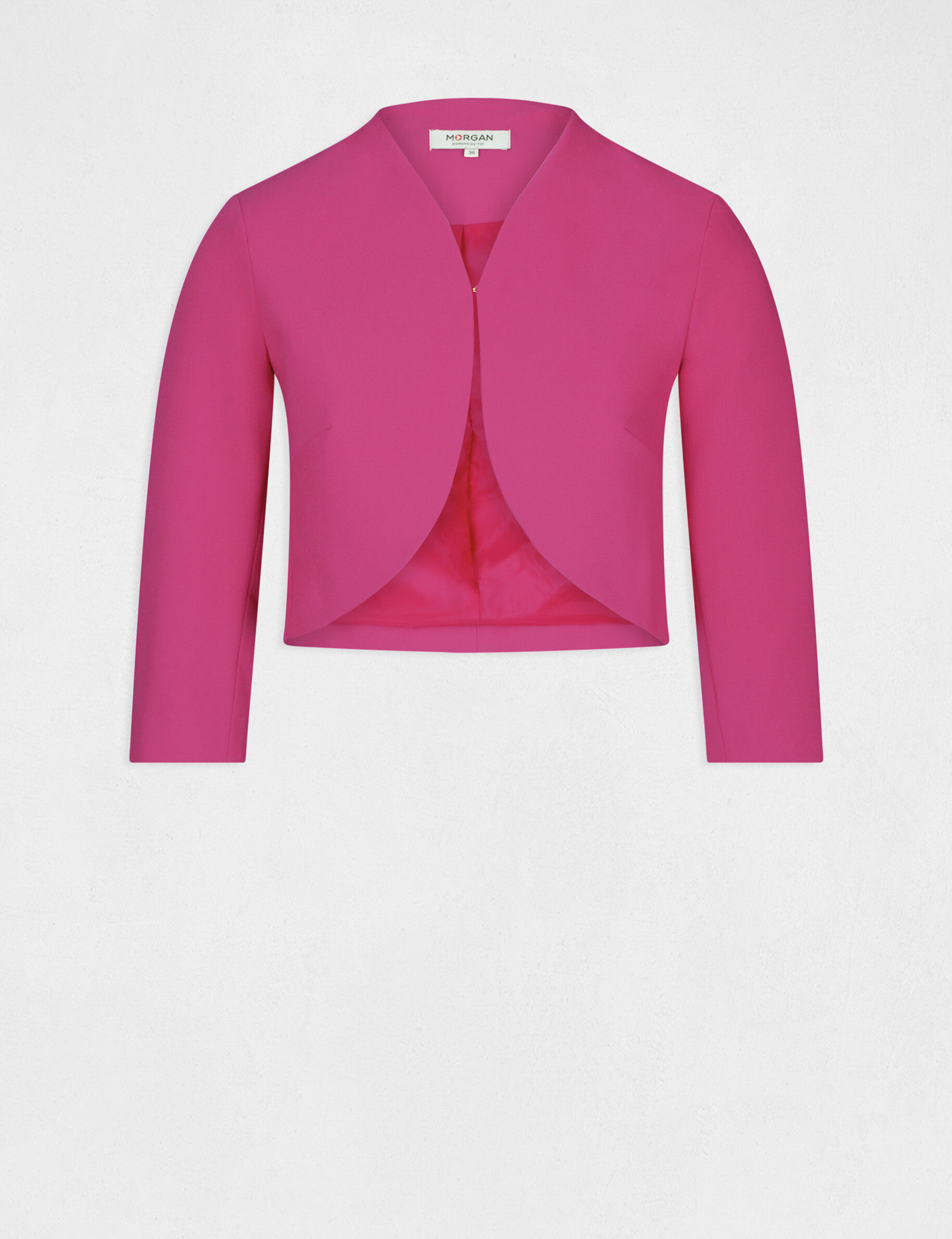 Veste droite manches 3/4 rose fonce femme - rose_fonce