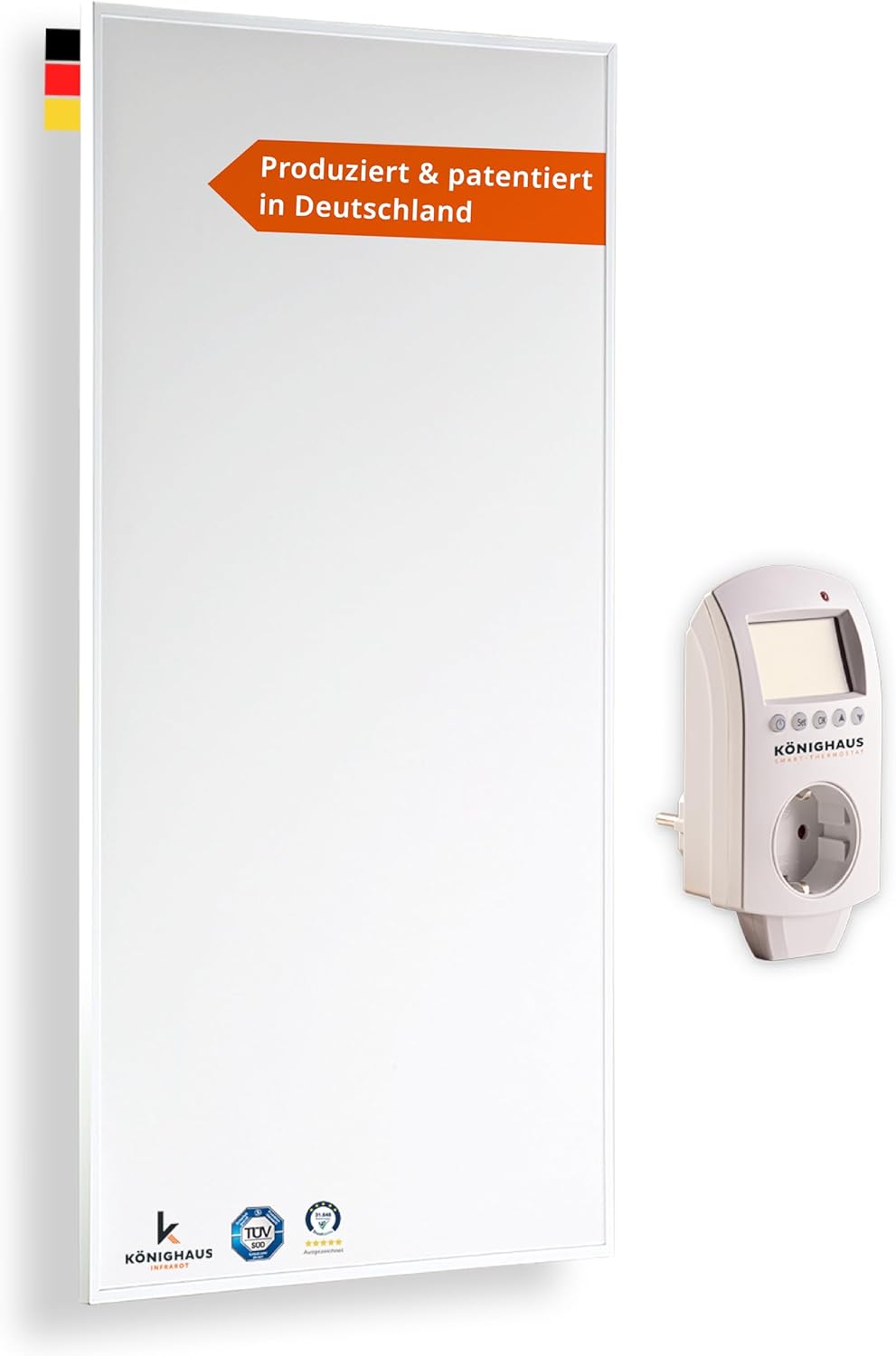 Könighaus Infrarotheizung - 1000 Watt - Eco Modell - Energiesparende Infrarot Wandheizung - TÜV SÜD - Elektroheizung mit Überhitzungsschutz - inkl. Smart Thermostat