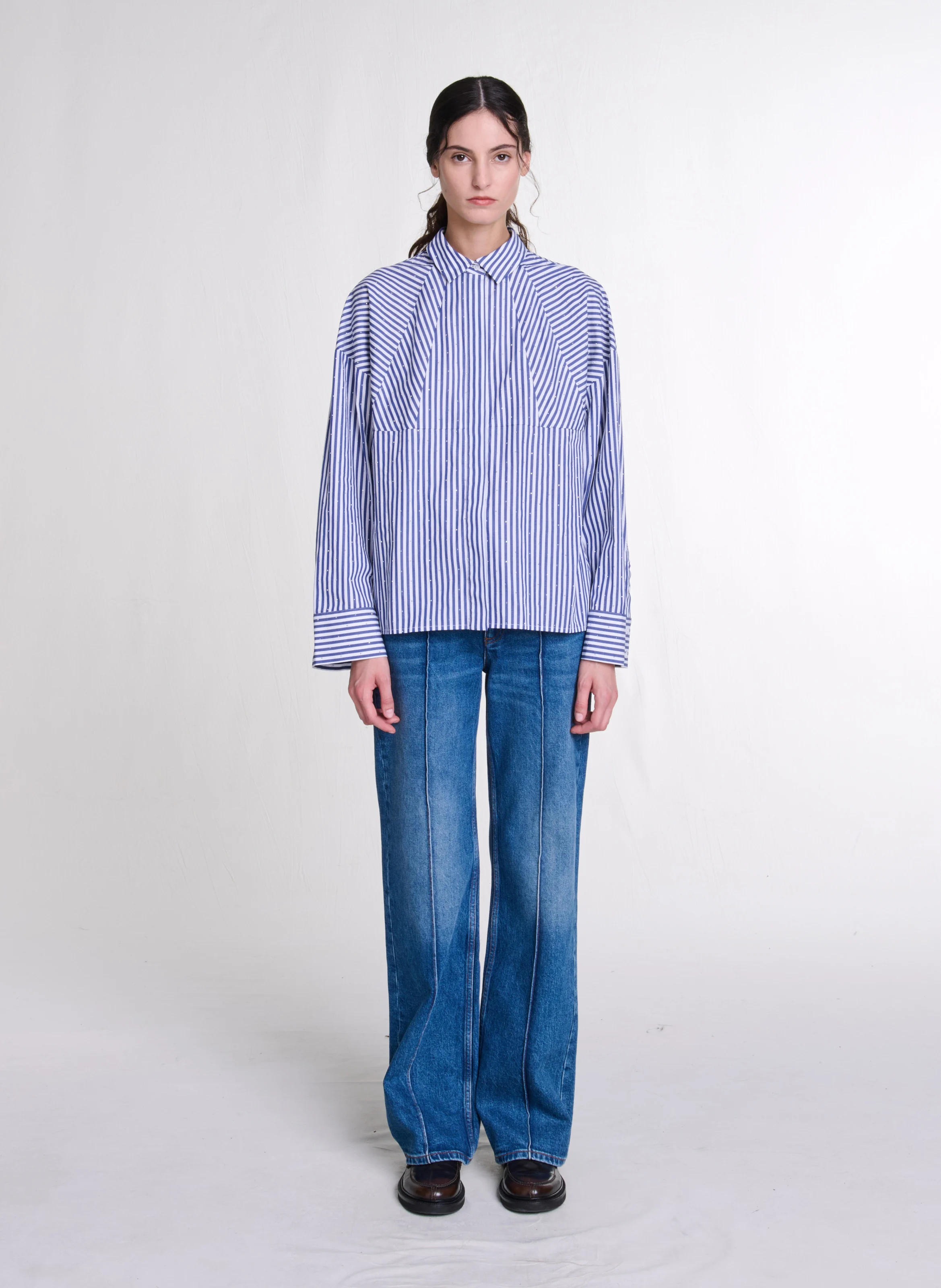 Chemise col classique en coton | Multicolore