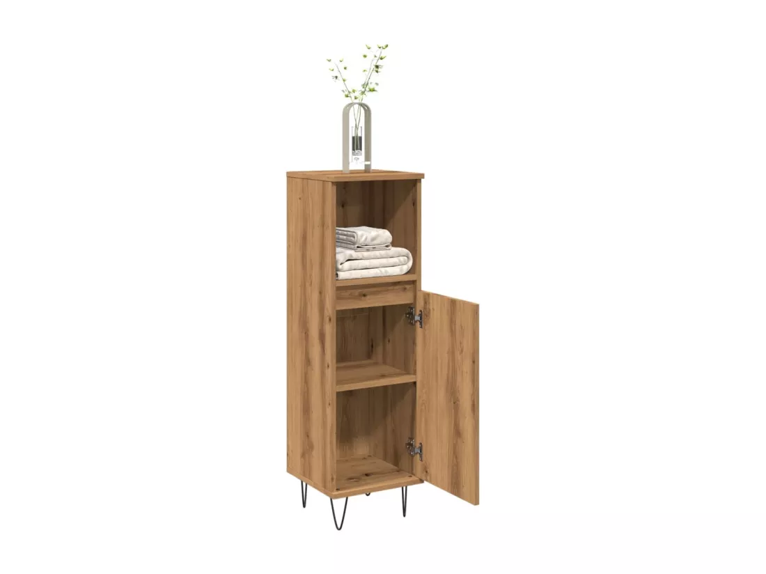 Armoire de salle de bain chêne artisanal 30x30x100 cm