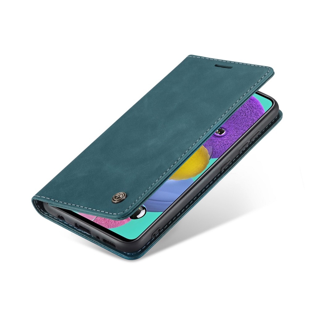 Samsung Galaxy A51 (2019) Leder Tasche Flip Wallet Etui mit Kartenfächern - Blau / Grün