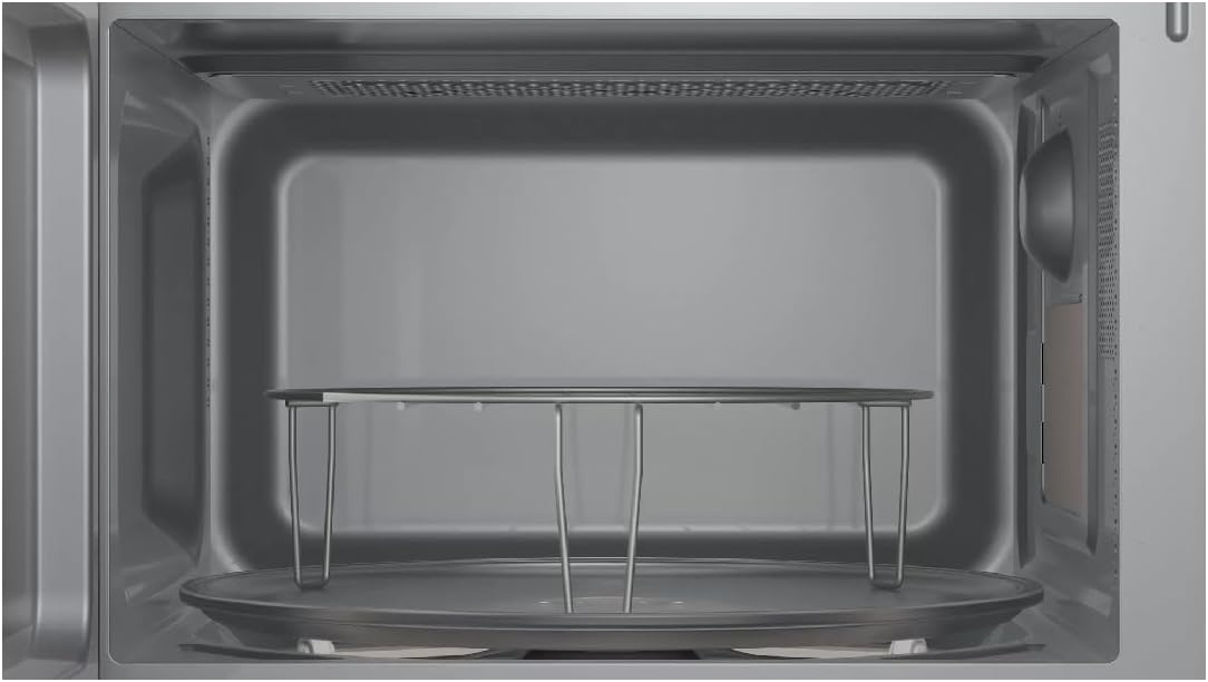 Bosch FEL023MS2 Serie 2 Mikrowelle, 26 x 44 cm, 800 W, Drehteller 27 cm, Quarzgrill, Timer, AutoPilot 8 mit 8 Automatikprogramme, Reinigungsunterstützung, LED-Touchdisplay, Edelstahl